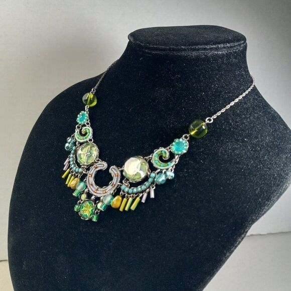 Ayala Bar Signed Handcrafted Double 4 leaf clover Statement  Necklace - Picture 3 of 8